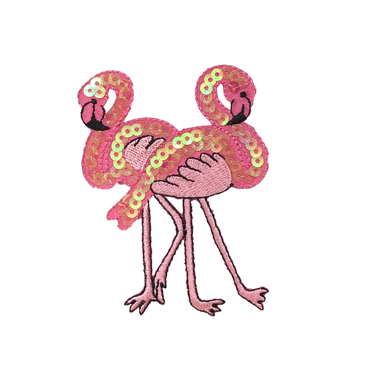 Double Sequin Flamingos, Birds, Beach, Embroidered, Iron on Patch
